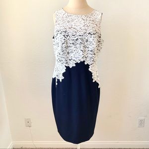 White and Navy Blue Sleeveless Dress